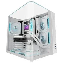 Mars Gaming MC-INFINIOLITE Caja Gaming ATX Semitorre Blanca - Diseño Infinity de Cristal Templado Curvado, Estructura Doble Cámara, Compatible con Refrigeración Líquida 240mm